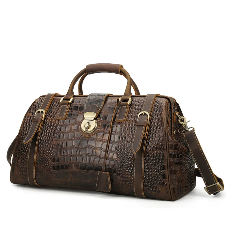Crocodile Leather Men Travel Bag