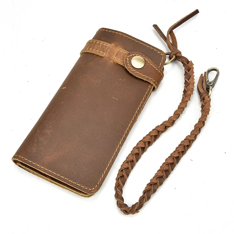 Vintage Hasp Open Genuine Cow Leather Men Wallet