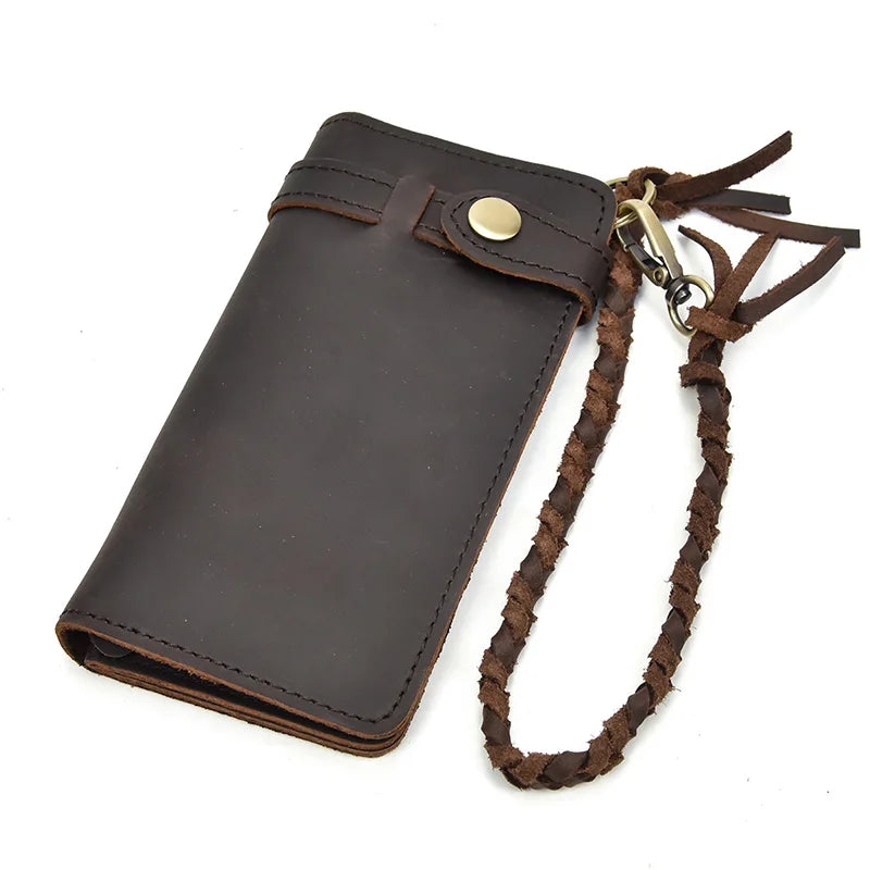 Vintage Hasp Open Genuine Cow Leather Men Wallet