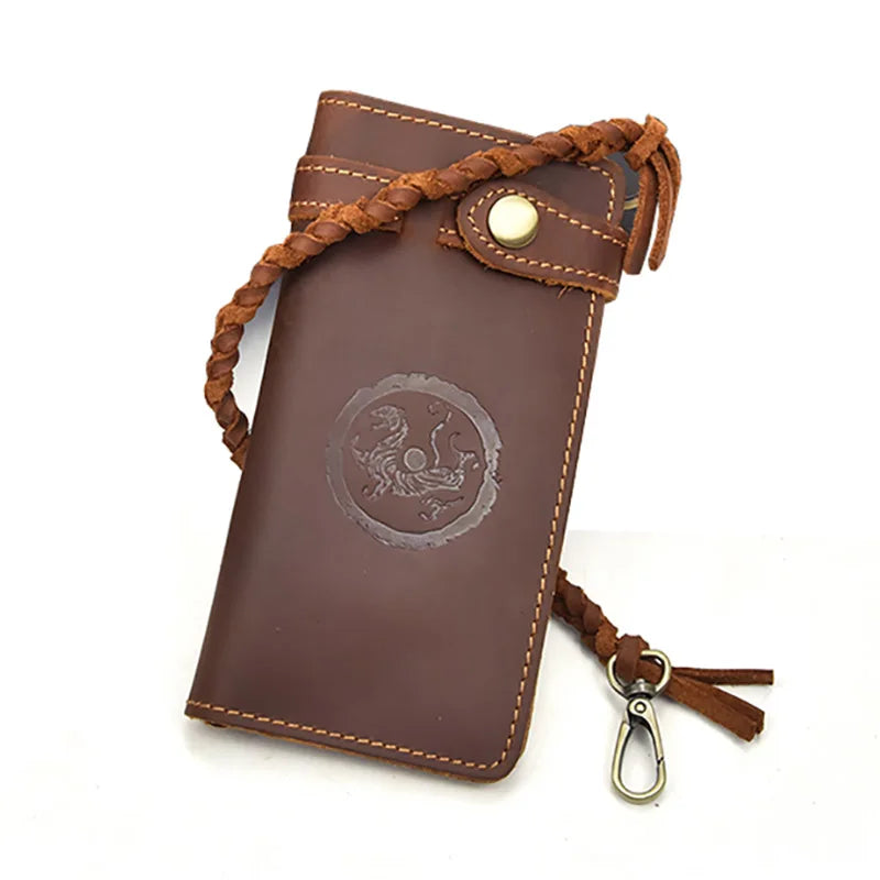 Vintage Hasp Open Genuine Cow Leather Men Wallet