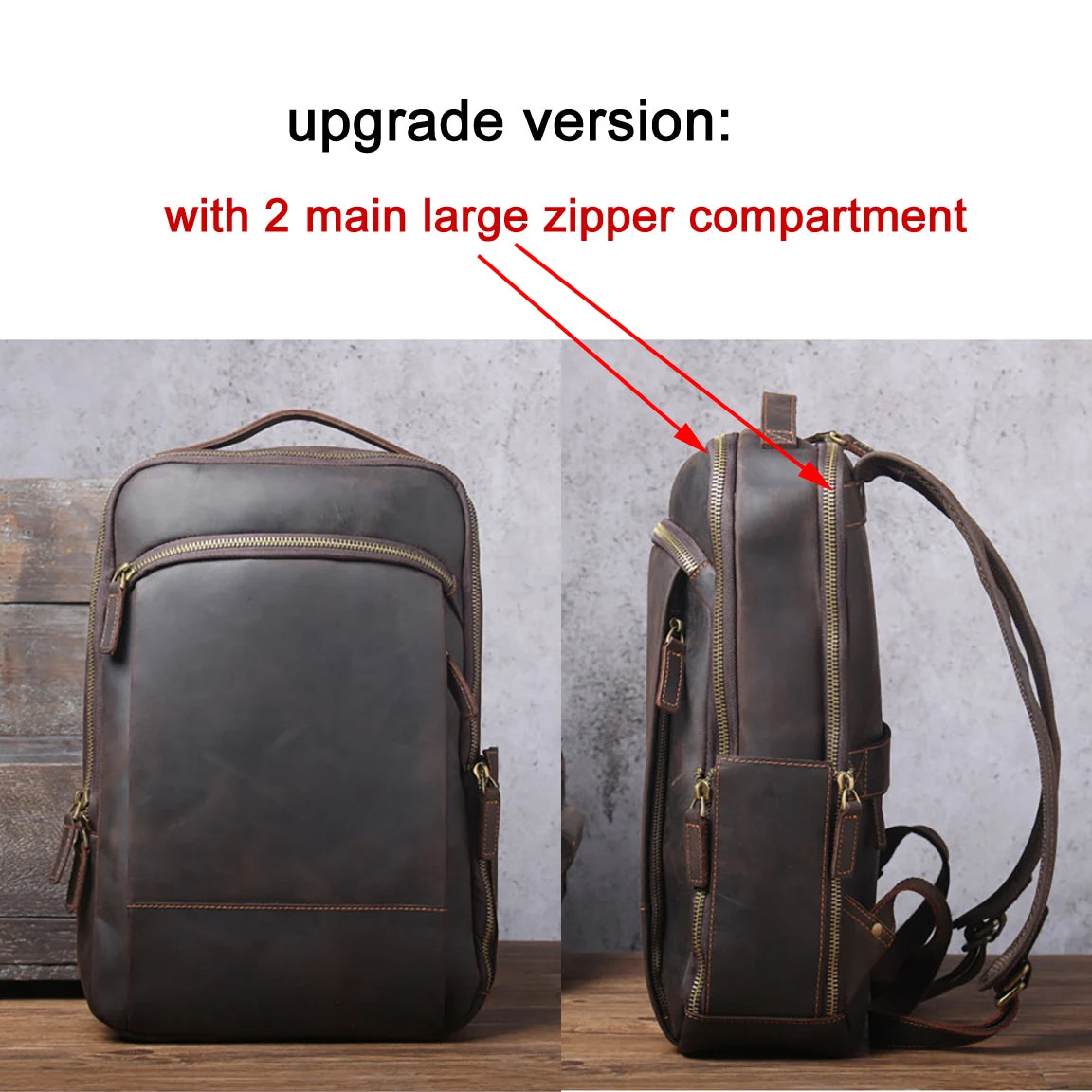 Vintage Crazy Horse Genuine Leather Backpack Men Backpack Laptop