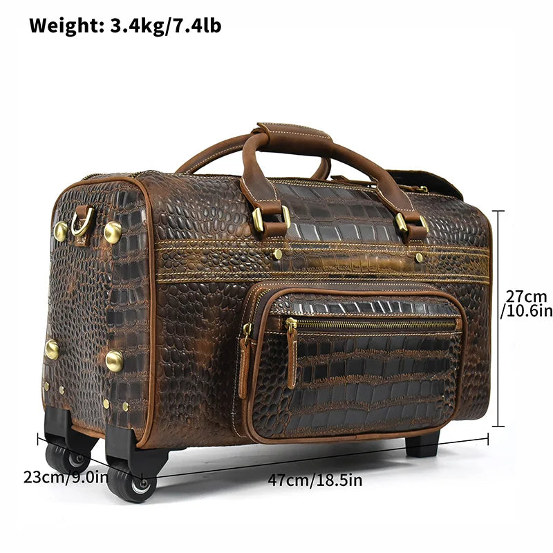 Crocodile Leather Men Travel Bag