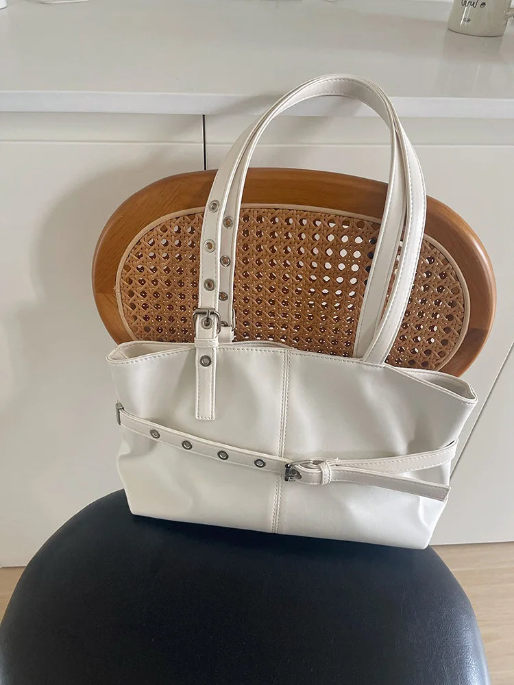 New PU Leather Vintage Large Capacity Tote Shoulder Bag for Women