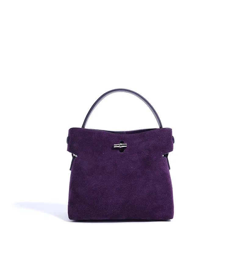 Suede mini bamboo tote bags