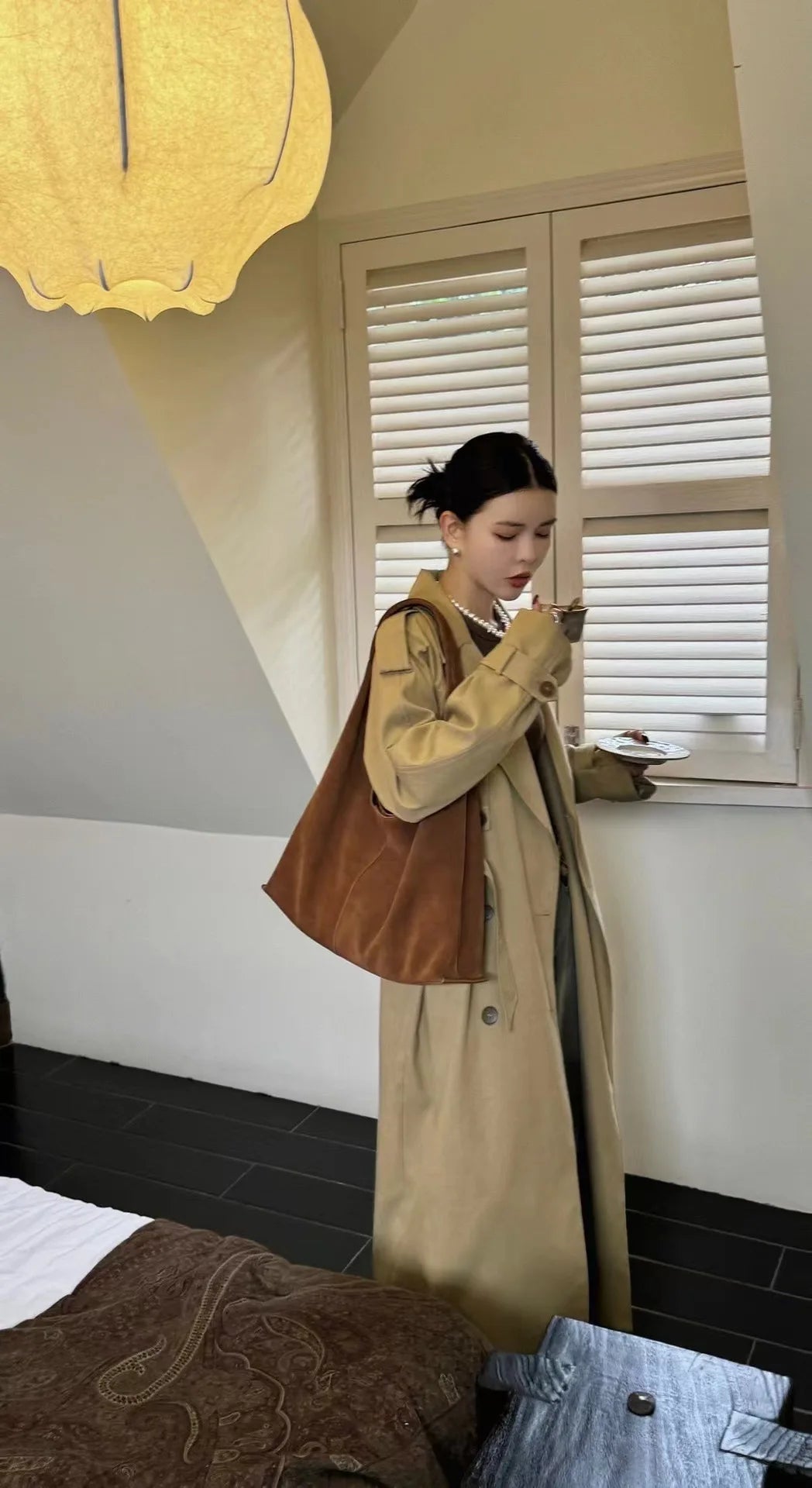 Frosted Cowhide Large Tote Underarm High Capacity Casual Crossbody Bag for Women